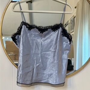 J. Crew Shimmering Blue Camisole with Black Lace